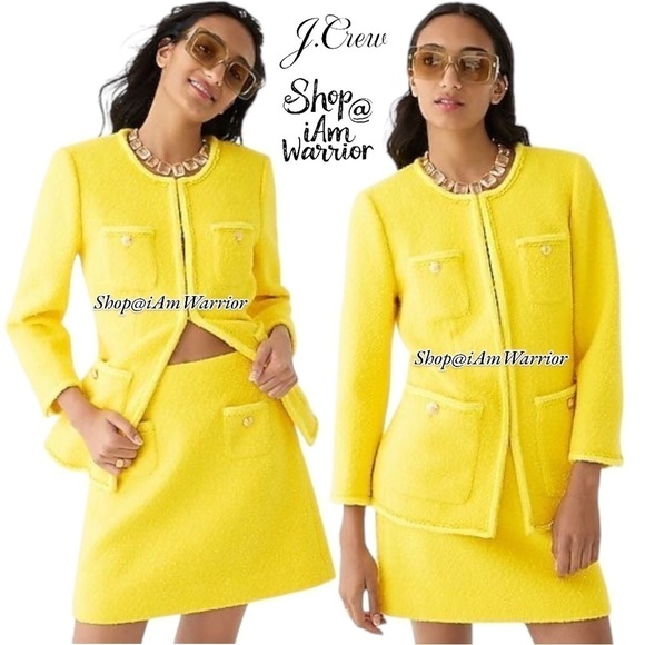 J.Crew canary yellow boucle lady jacket + matching mini skirt *shop@iamwarrior - Picture 1 of 16